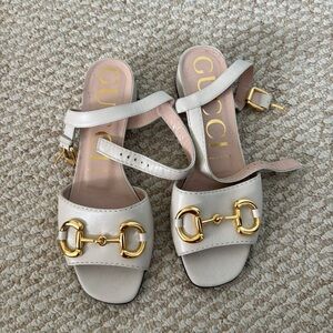 gucci sandals gold and white